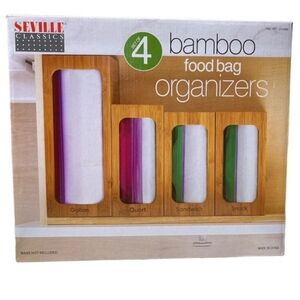 Seville Classics Bamboo Bag Storage Organizer, Set of 4